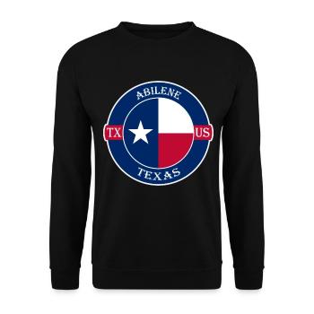 Abilene Texas Flagge USA Reise Souvenir Abzeichen - Unisex Pullover - Schwarz - Vorne - Alina (178cm) & Michal (187cm)