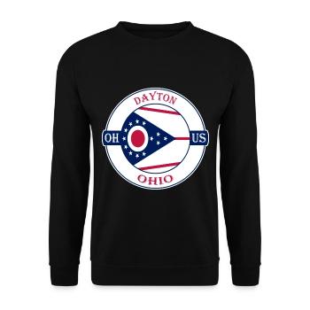 Dayton Ohio Flagge USA Reise Souvenir Abzeichen - Unisex Pullover - Schwarz - Vorne - Alina (178cm) & Michal (187cm)