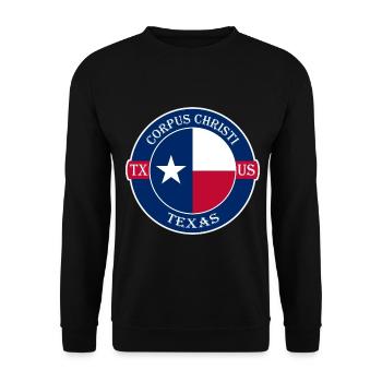 Corpus Christi Texas Flagge USA Souvenir Abzeichen - Unisex Pullover - Schwarz - Vorne - Alina (178cm) & Michal (187cm)