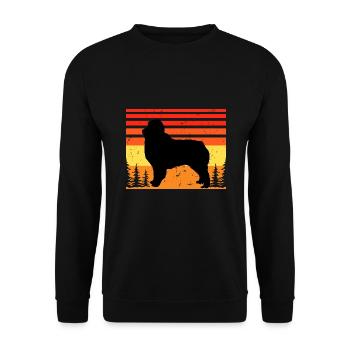 Austrealian Shephard Hund Silhouette Retro Sonnenuntergang - Unisex Pullover - Schwarz - Vorne - Alina (178cm) & Michal (187cm)