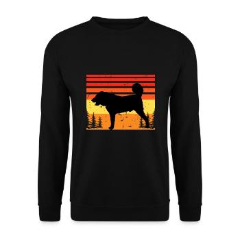 Armenischer Gampr Hund Liebhaber Silhouette Vintage Sonnenuntergang - Unisex Pullover - Schwarz - Vorne - Alina (178cm) & Michal (187cm)
