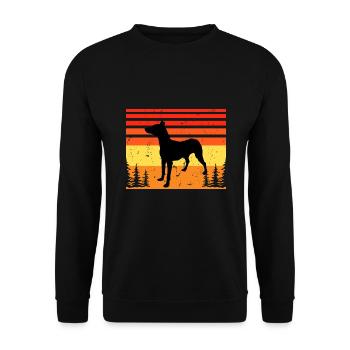 Andalusischer Laufhund Hundeliebhaber Silhouette Retro Sonnenuntergang - Unisex Pullover - Schwarz - Vorne - Alina (178cm) & Michal (187cm)