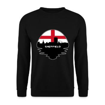 Sheffield-England-Flaggen-Skyline-Schattenbild-Reise - Unisex Pullover - Schwarz - Vorne - Alina (178cm) & Michal (187cm)