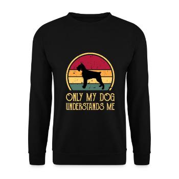 Riesenschnauzer Hund Liebe Silhouette Vintage Sonnenuntergang - Unisex Pullover - Schwarz - Vorne - Alina (178cm) & Michal (187cm)