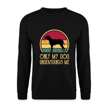 Braque du Bourbonnais Hund Silhouette Retro Sonnenuntergang - Unisex Pullover - Schwarz - Vorne - Alina (178cm) & Michal (187cm)