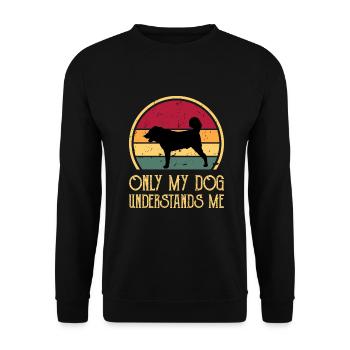 Armenischer Gampr Hund Liebhaber Silhouette Vintage Sonnenuntergang - Unisex Pullover - Schwarz - Vorne - Alina (178cm) & Michal (187cm)