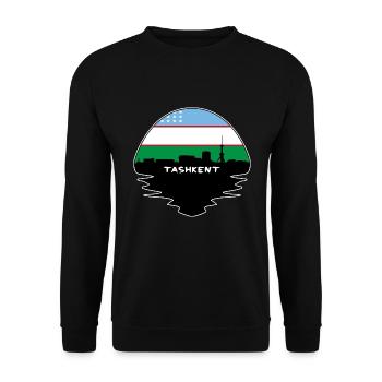 Taschkent Usbekistan Flagge Skyline Silhouette Reisen - Unisex Pullover - Schwarz - Vorne - Alina (178cm) & Michal (187cm)