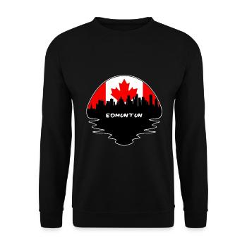 Edmonton Kanada Flagge Skyline Silhouette Reisen - Unisex Pullover - Schwarz - Vorne - Alina (178cm) & Michal (187cm)