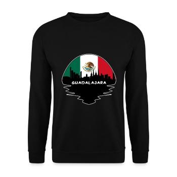 Guadalajara Mexiko Flagge Skyline Silhouette Reisen - Unisex Pullover - Schwarz - Vorne - Alina (178cm) & Michal (187cm)