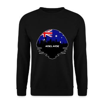 Adelaide Australien Flagge Skyline Silhouette Reisen - Unisex Pullover - Schwarz - Vorne - Alina (178cm) & Michal (187cm)