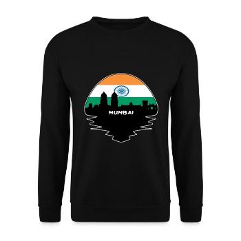 Mumbai Indien Flagge Skyline Silhouette Reisen - Unisex Pullover - Schwarz - Vorne - Alina (178cm) & Michal (187cm)