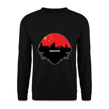 Wuhan-China-Flaggen-Skyline-Schattenbild-Reise - Unisex Pullover - Schwarz - Vorne - Alina (178cm) & Michal (187cm)
