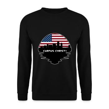 Corpus Christi Texas USA Flagge Skyline Silhouette T - Unisex Pullover - Schwarz - Vorne - Alina (178cm) & Michal (187cm)