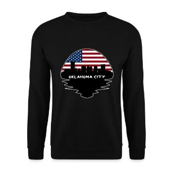 Oklahoma City Oklahoma Usa Flagge Skyline Silhouette - Unisex Pullover - Schwarz - Vorne - Alina (178cm) & Michal (187cm)