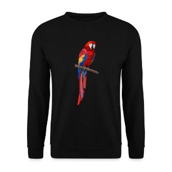 Hellroter Ara - Papagei Illustration für Vogelfans - Unisex Pullover - Schwarz - Vorne - Alina (178cm) & Michal (187cm)