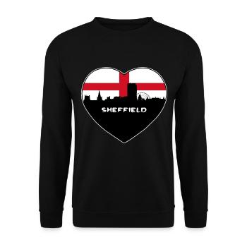 Sheffield England Flagge Skyline Reise Souvenir - Unisex Pullover - Schwarz - Vorne - Alina (178cm) & Michal (187cm)