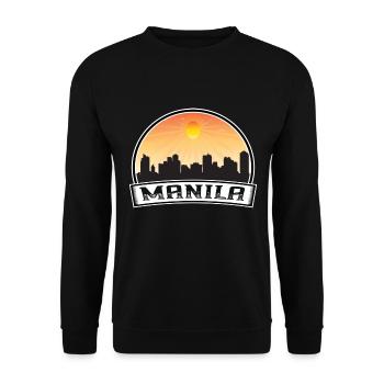 Manila Philippinen Skyline Vintage Sunset Travel S - Unisex Pullover - Schwarz - Vorne - Alina (178cm) & Michal (187cm)