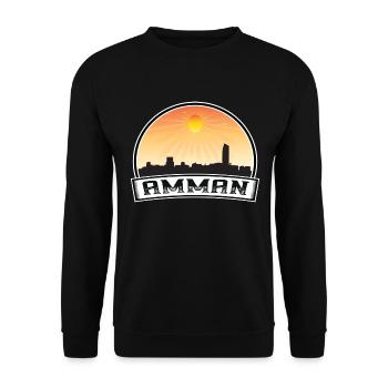 Amman Jordan Skyline Vintage Sunset Travel Souveni - Unisex Pullover - Schwarz - Vorne - Alina (178cm) & Michal (187cm)