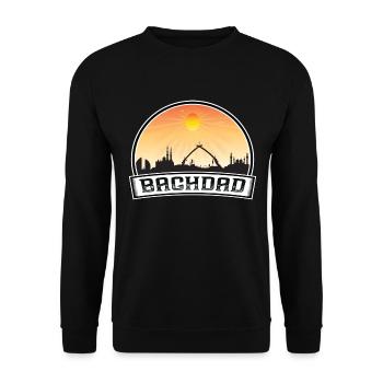Bagdad Irak Skyline Vintage Sunset Travel Souveni - Unisex Pullover - Schwarz - Vorne - Alina (178cm) & Michal (187cm)