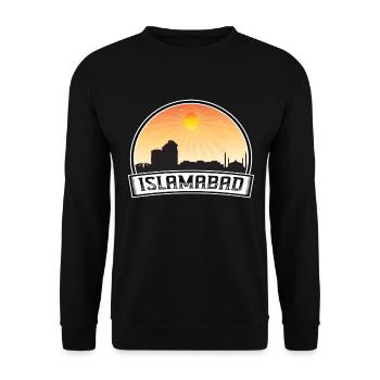 Islamabad Pakistan Skyline Vintage Sunset Travel S - Unisex Pullover - Schwarz - Vorne - Alina (178cm) & Michal (187cm)