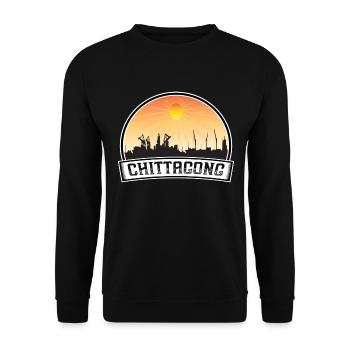 Chittagong Bangladesch Skyline Vintage Sunset Trave - Unisex Pullover - Schwarz - Vorne - Alina (178cm) & Michal (187cm)