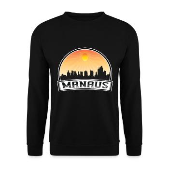 Manaus Brasilien Skyline Vintage Sonnenuntergang Reise Souven - Unisex Pullover - Schwarz - Vorne - Alina (178cm) & Michal (187cm)