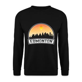 Edmonton Kanada Skyline Vintage Sonnenuntergang Reise Souv - Unisex Pullover - Schwarz - Vorne - Alina (178cm) & Michal (187cm)