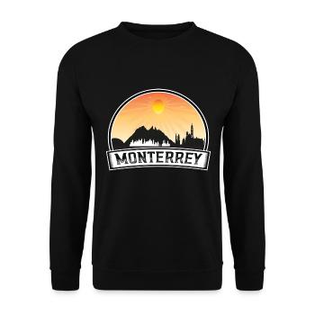 Monterrey Mexiko Skyline Vintage Sonnenuntergang Reise Sou - Unisex Pullover - Schwarz - Vorne - Alina (178cm) & Michal (187cm)