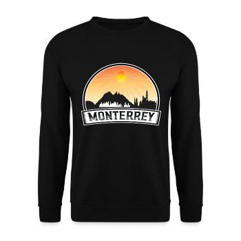 Monterrey Mexiko Skyline Vintage Sonnenuntergang Reise Sou - Unisex Pullover - Schwarz - Vorne - Alina (178cm) & Michal (187cm)