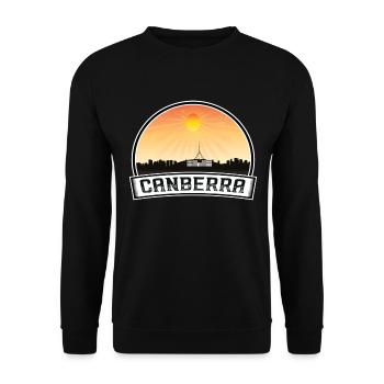 Canberra Australien Skyline Vintage Sunset Travel S - Unisex Pullover - Schwarz - Vorne - Alina (178cm) & Michal (187cm)