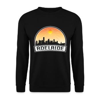 Adelaide Australien Skyline Vintage Sunset Travel S - Unisex Pullover - Schwarz - Vorne - Alina (178cm) & Michal (187cm)