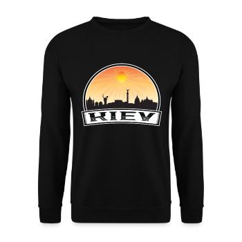 Kiew Ukraine Skyline Vintage Sonnenuntergang Reise Souveni - Unisex Pullover - Schwarz - Vorne - Alina (178cm) & Michal (187cm)