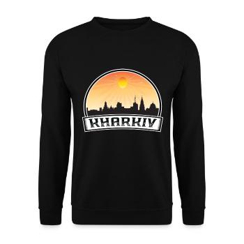 Charkiw Ukraine Skyline Vintage Sonnenuntergang Reise Souv - Unisex Pullover - Schwarz - Vorne - Alina (178cm) & Michal (187cm)
