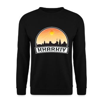Charkiw Ukraine Skyline Vintage Sonnenuntergang Reise Souv - Unisex Pullover - Schwarz - Vorne - Alina (178cm) & Michal (187cm)