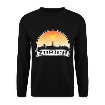Zürich Schweiz Skyline Vintage Sunset Travel S - Unisex Pullover - Schwarz - Vorne - Alina (178cm) & Michal (187cm)