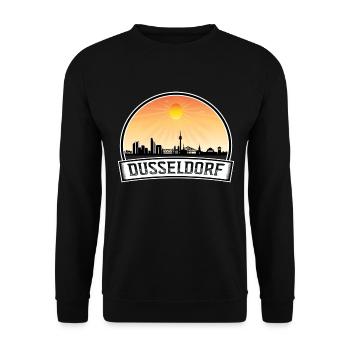 Düsseldorf Deutschland Skyline Vintage Sunset Travel S - Unisex Pullover - Schwarz - Vorne - Alina (178cm) & Michal (187cm)