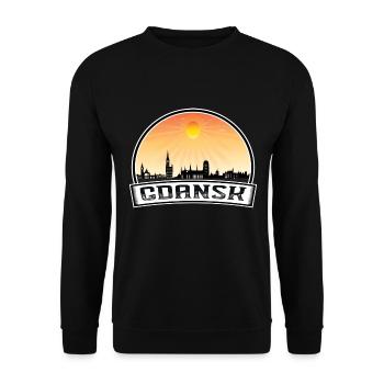 Danzig Polen Skyline Vintage Sonnenuntergang Reise Souven - Unisex Pullover - Schwarz - Vorne - Alina (178cm) & Michal (187cm)