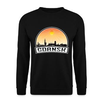 Danzig Polen Skyline Vintage Sonnenuntergang Reise Souven - Unisex Pullover - Schwarz - Vorne - Alina (178cm) & Michal (187cm)