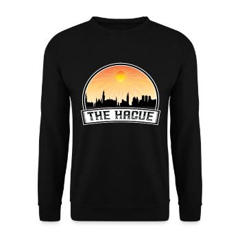 Den Haag Niederlande Skyline Vintage Sunset Trave - Unisex Pullover - Schwarz - Vorne - Alina (178cm) & Michal (187cm)