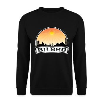 Bilbao Spanien Skyline Vintage Sunset Travel Souveni - Unisex Pullover - Schwarz - Vorne - Alina (178cm) & Michal (187cm)