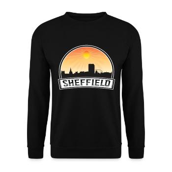 Sheffield England Skyline Vintage Sonnenuntergang Reisen So - Unisex Pullover - Schwarz - Vorne - Alina (178cm) & Michal (187cm)
