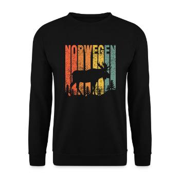 Norwegen Elch Retro - Unisex Pullover - Schwarz - Vorne - Alina (178cm) & Michal (187cm)