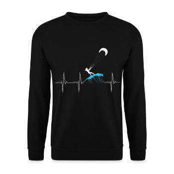 Kitesurfen Heartbeat - EKG Linie mit Kite - Unisex Pullover - Schwarz - Vorne - Alina (178cm) & Michal (187cm)