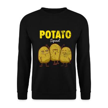Knusprige Pommes Kartoffeltruppe - Unisex Pullover - Schwarz - Vorne - Alina (178cm) & Michal (187cm)
