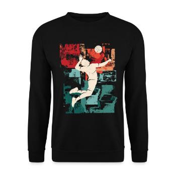 Volleyball Spieler Volleyballspieler Volleyballer - Unisex Pullover - Schwarz - Vorne - Alina (178cm) & Michal (187cm)