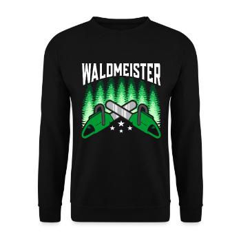Waldmeister Holzfäller Forstwirt Baumfäller - Unisex Pullover - Schwarz - Vorne - Alina (178cm) & Michal (187cm)