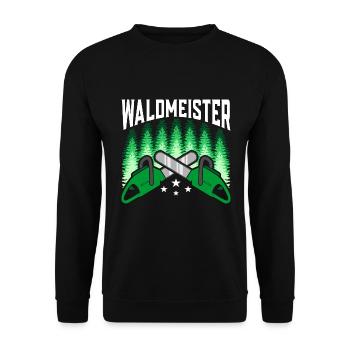 Waldmeister Holzfäller Forstwirt Baumfäller - Unisex Pullover - Schwarz - Vorne - Alina (178cm) & Michal (187cm)