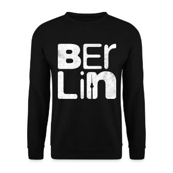 Berliner Souvenir Kreuzberg Hauptstadt Berlin - Unisex Pullover - Schwarz - Vorne - Alina (178cm) & Michal (187cm)