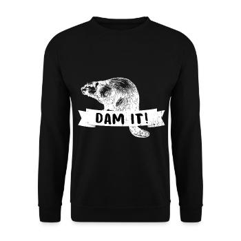 Flinker Kanadabiber Dammbaumeister - Unisex Pullover - Schwarz - Vorne - Alina (178cm) & Michal (187cm)