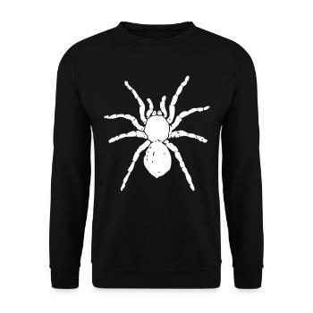 Kontrastspinne Weiß auf Schwarz - Unisex Pullover - Schwarz - Vorne - Alina (178cm) & Michal (187cm)